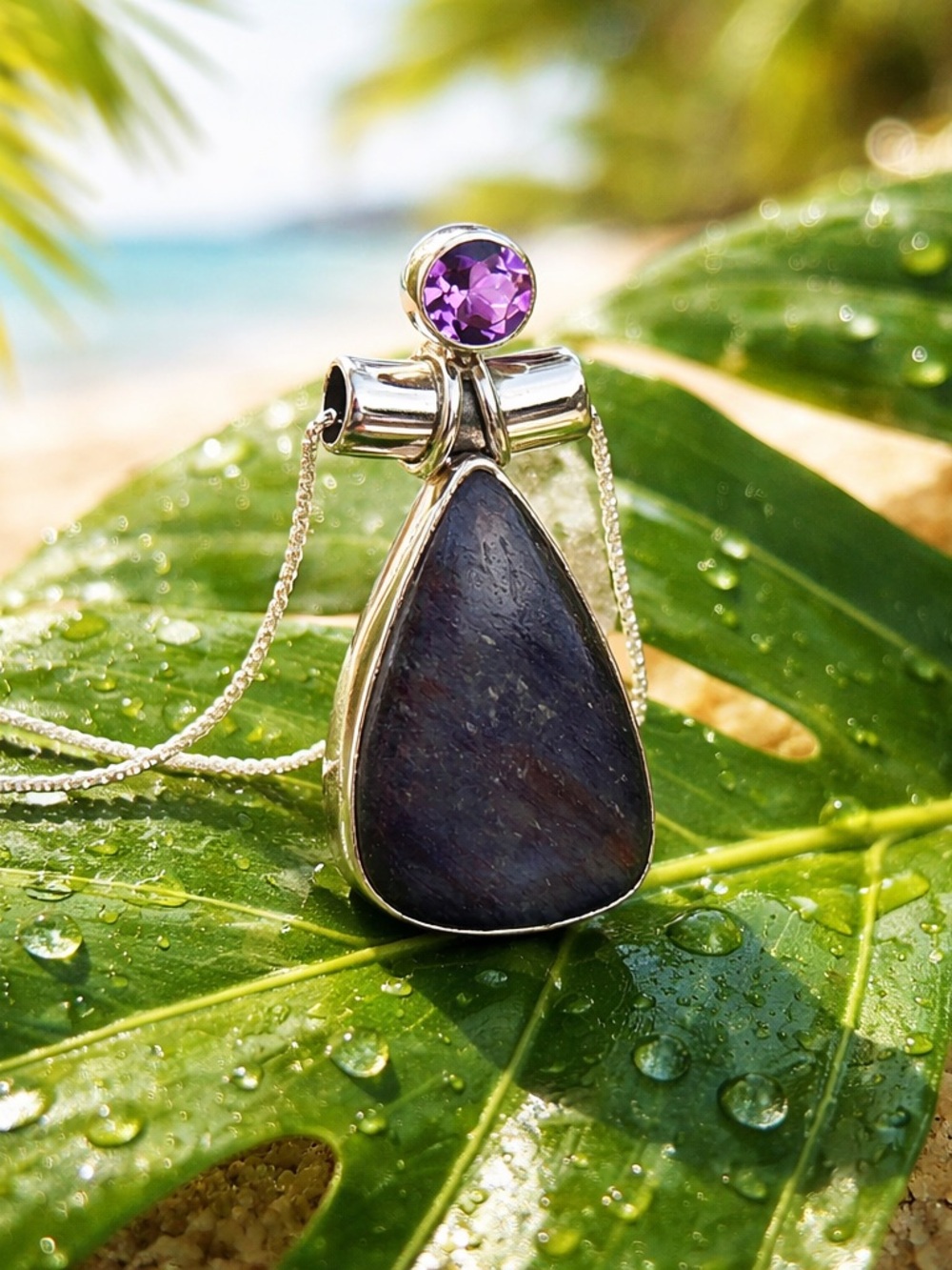 Purple Adventurine & Amethyst Necklace - Picture 1 of 10